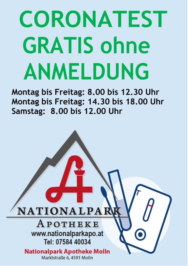 Nationalpark Apotheke Molln. Corona Test ohne Anmeldung