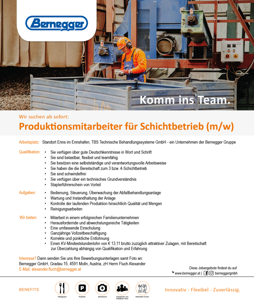 Produktionsmitarbeiter für Schichtbetrieb (m/w) 1 Produktionsmitarbeiter fuer Schichtbetrieb m w