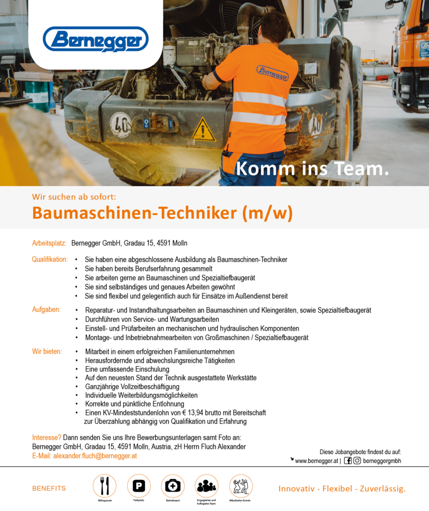 Baumaschinen Techniker (m/w) 1 Stelleninserat Baumaschinentechniker2 1