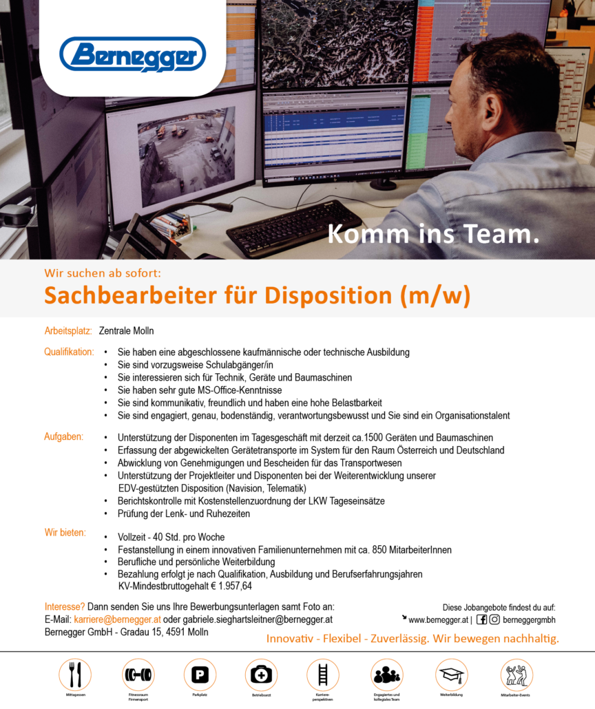 Sachbearbeiter für Dispostition (m/w) 1 Stelleninserat DispoSachbearbeitung 1