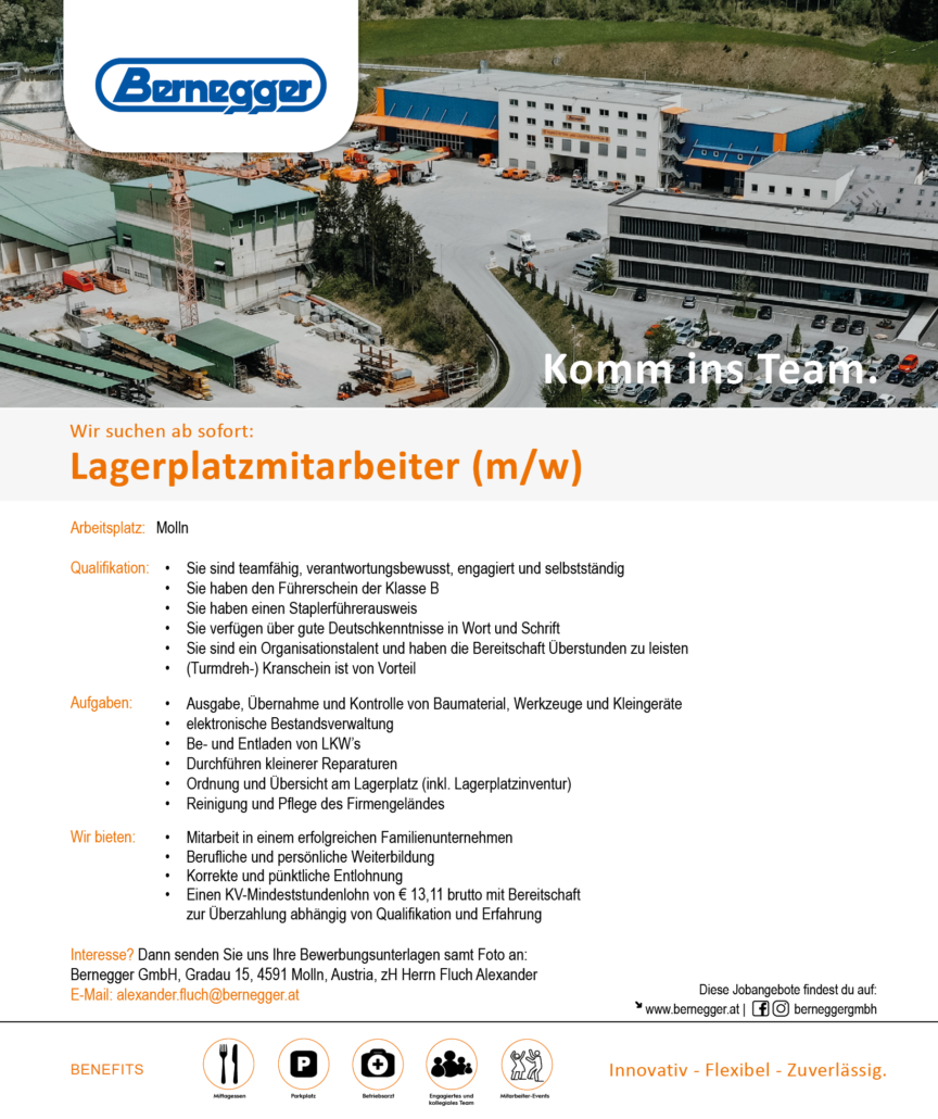 Lagerplatzmitarbeiter (m/w) 1 Stelleninserat Lagerplatzmitarbeiter 1