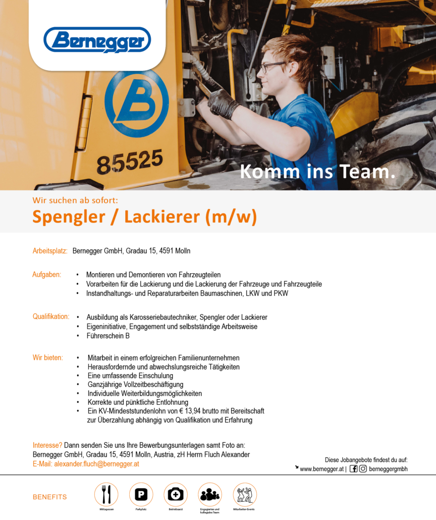 Spengler / Lackierer (m/w) 1 Stelleninserat Sprengler Lackierer 1