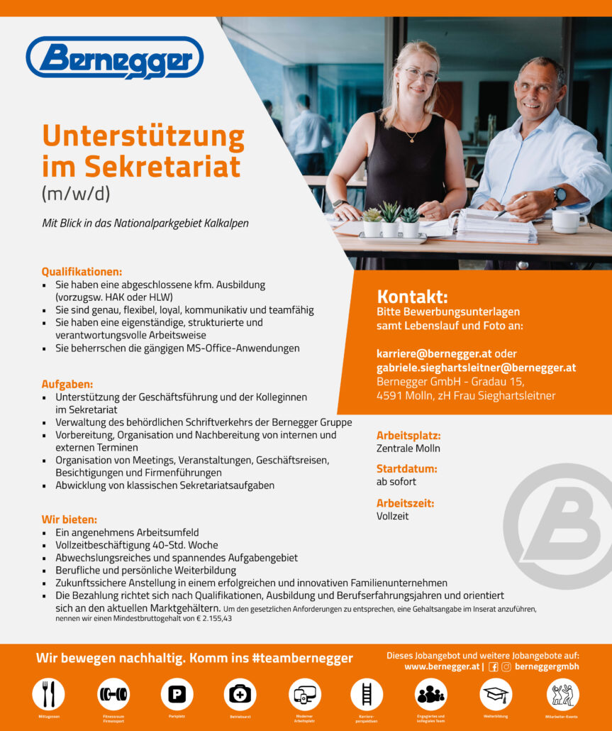 Unterstützung im Sekretariat (m/w/d) 1 Stelleninserat 2022 Unterstuetzung im Sekretariat