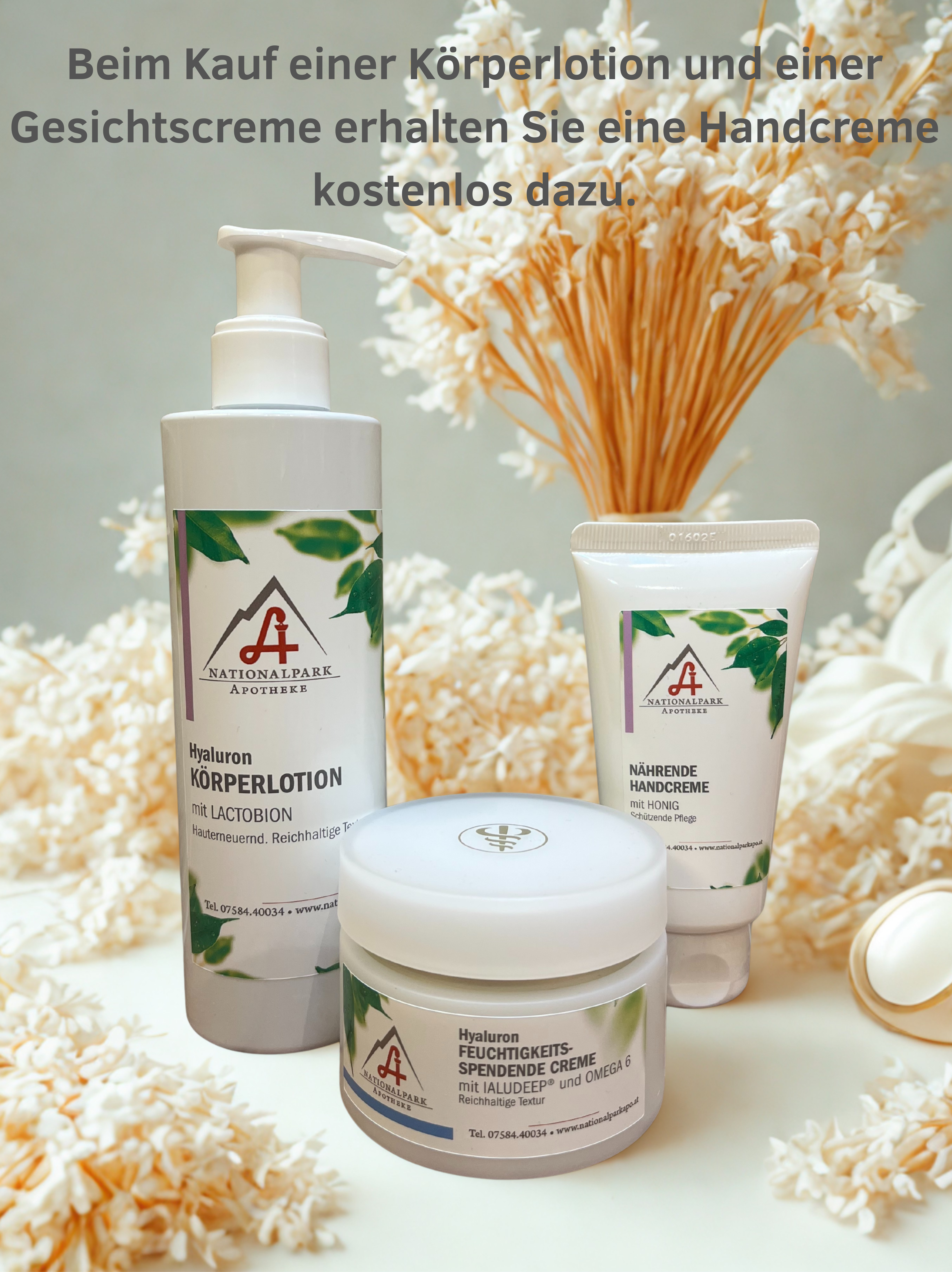 Beim Kauf einer Koerperlotion und einer Gesichtscreme erhalten Sie eine Handcreme 1 1