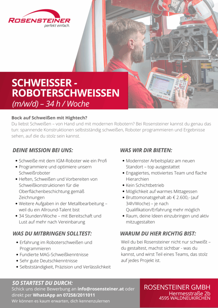 Stellenausschreibung Schweisser