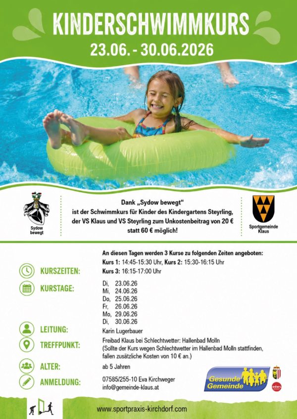 23. Juni Kinderschwimmkurs im Freibad Klaus